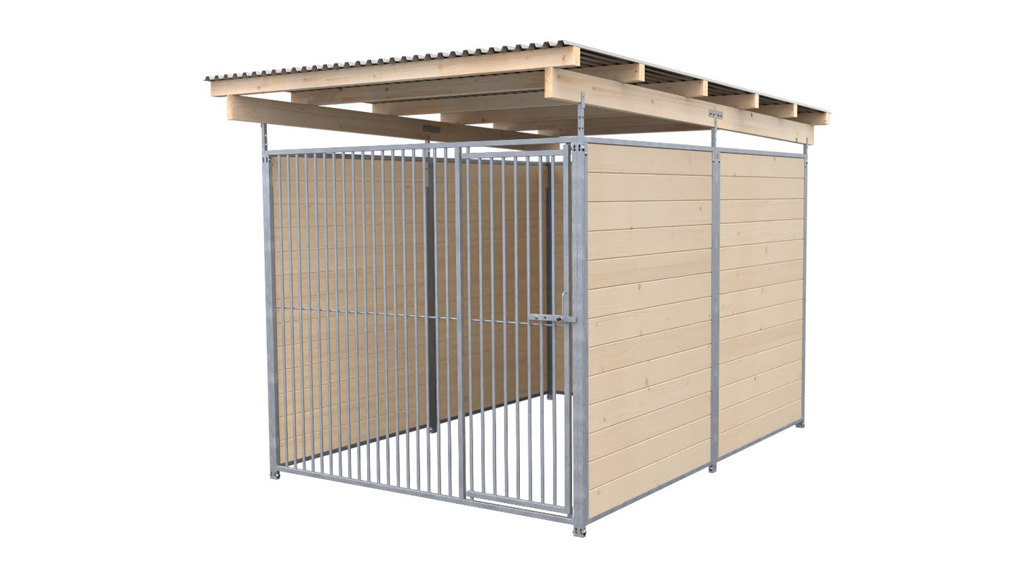 SAUERLAND Hundezwinger 3 x 2 m (Tiefbau) mit Dach