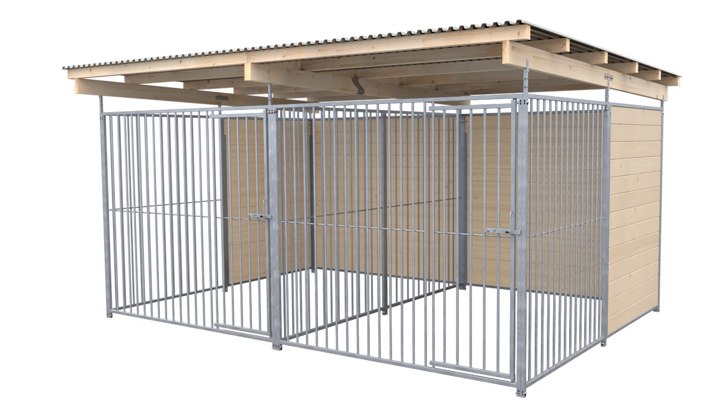 SAUERLAND Hundezwinger Doppelzwinger 3 x 4 m mit Dach