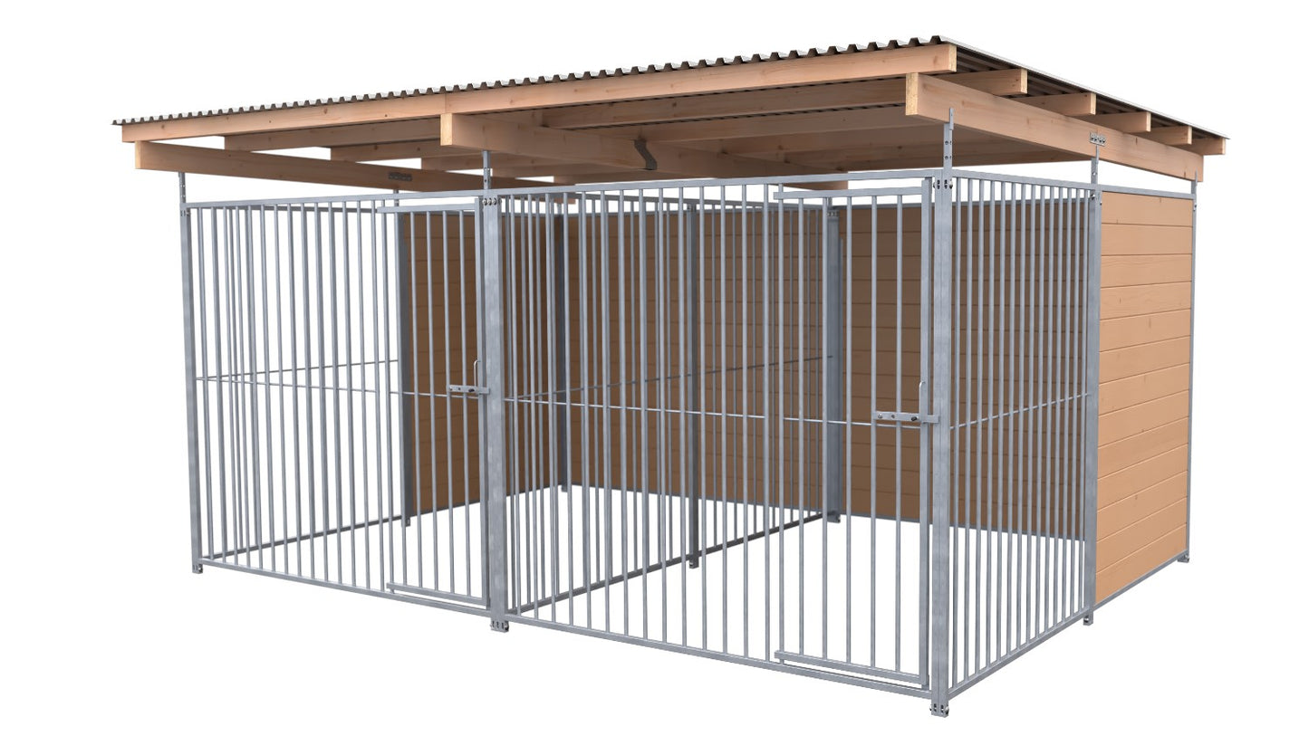 SAUERLAND Hundezwinger Doppelzwinger 3 x 4 m mit Dach