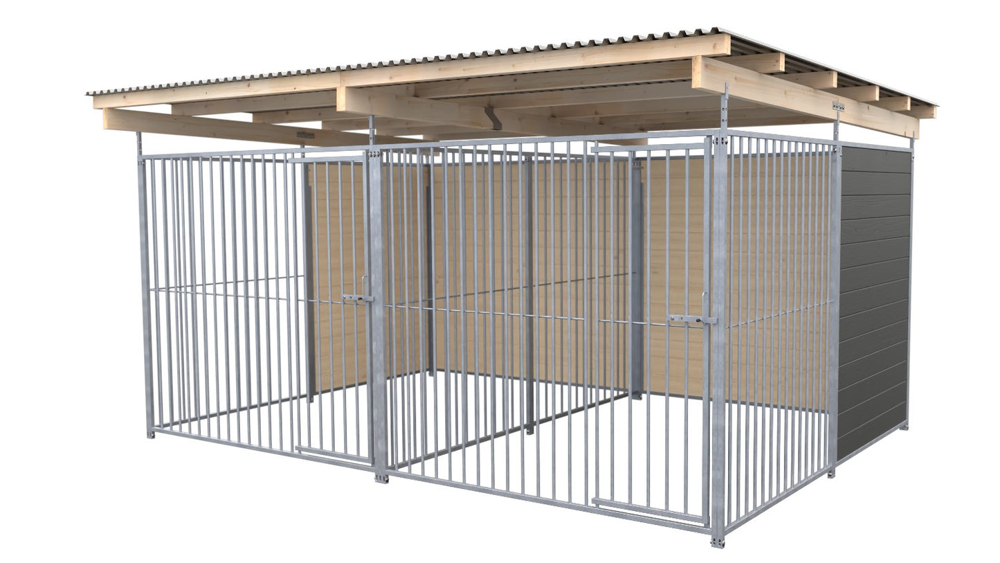 SAUERLAND Hundezwinger Doppelzwinger 3 x 4 m mit Dach