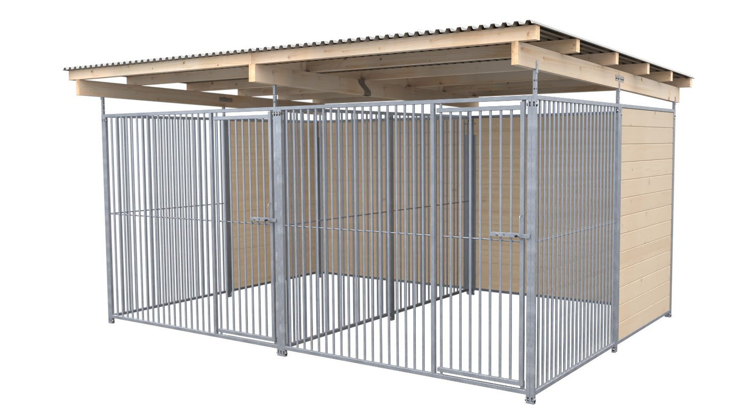 SAUERLAND Hundezwinger Doppelzwinger 3 x 4 m mit Dach