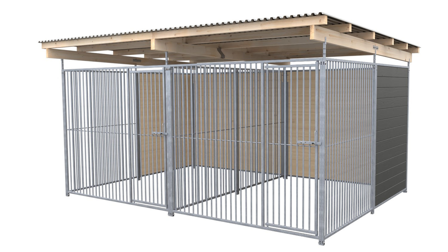 SAUERLAND Hundezwinger Doppelzwinger 3 x 4 m mit Dach