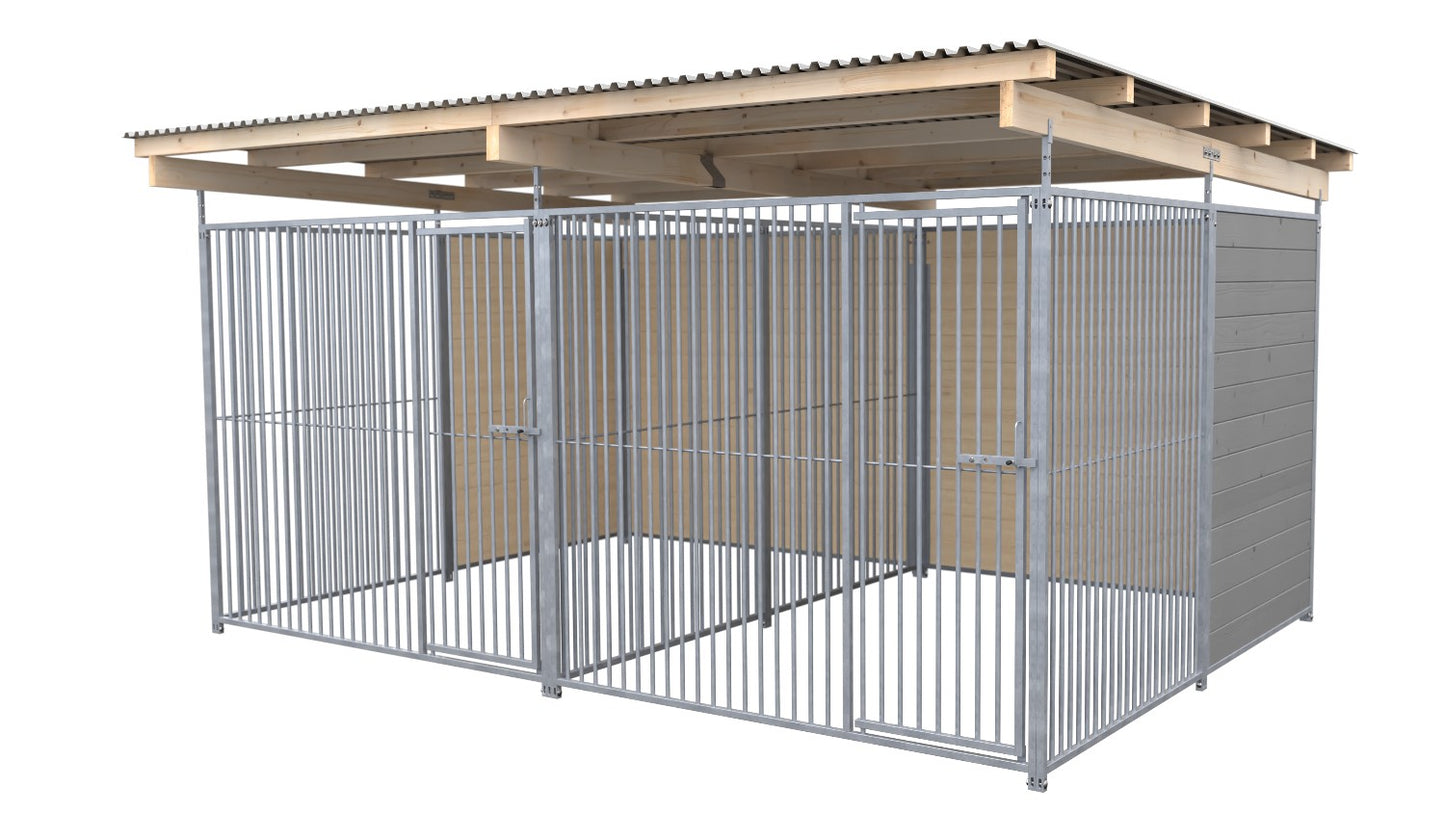 SAUERLAND Hundezwinger Doppelzwinger 3 x 4 m mit Dach
