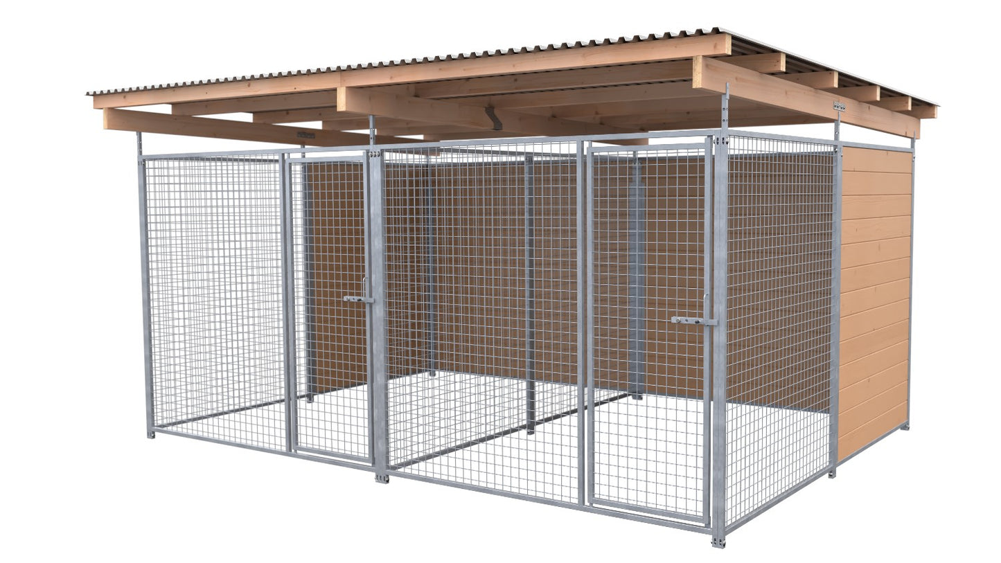 SAUERLAND Hundezwinger Doppelzwinger 3 x 4 m mit Dach