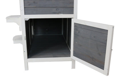 Katzenhaus mit 2 Etagen, Holz grau-weiß, 87 x 45 x 90,5 cm