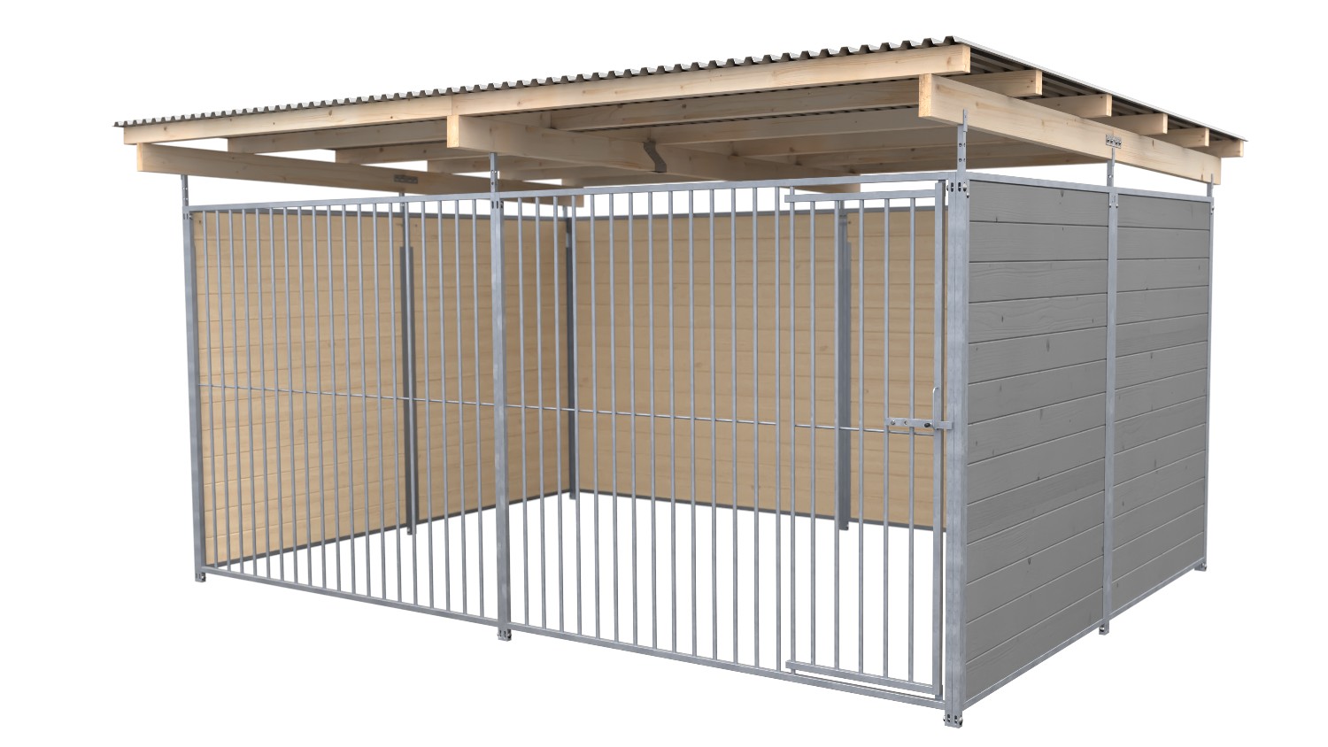 SAUERLAND Hundezwinger 3 x 3 m | 3-seitig geschlossen | platingrau | Rohrstab Abstand 8 cm