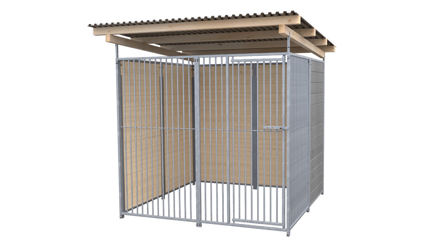 SAUERLAND Hundezwinger 2 x 2 m | 2,5-seitig geschlossen | platingrau | Rohrstab Abstand 5 cm
