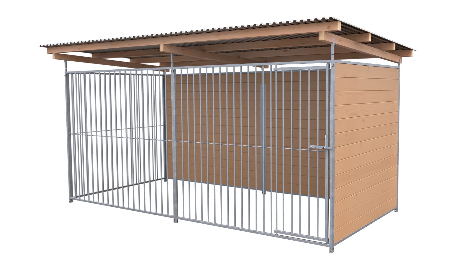 SAUERLAND Hundezwinger 2 x 4 m | 2-seitig geschlossen | braun imprägniert | Rohrstab Abstand 8 cm