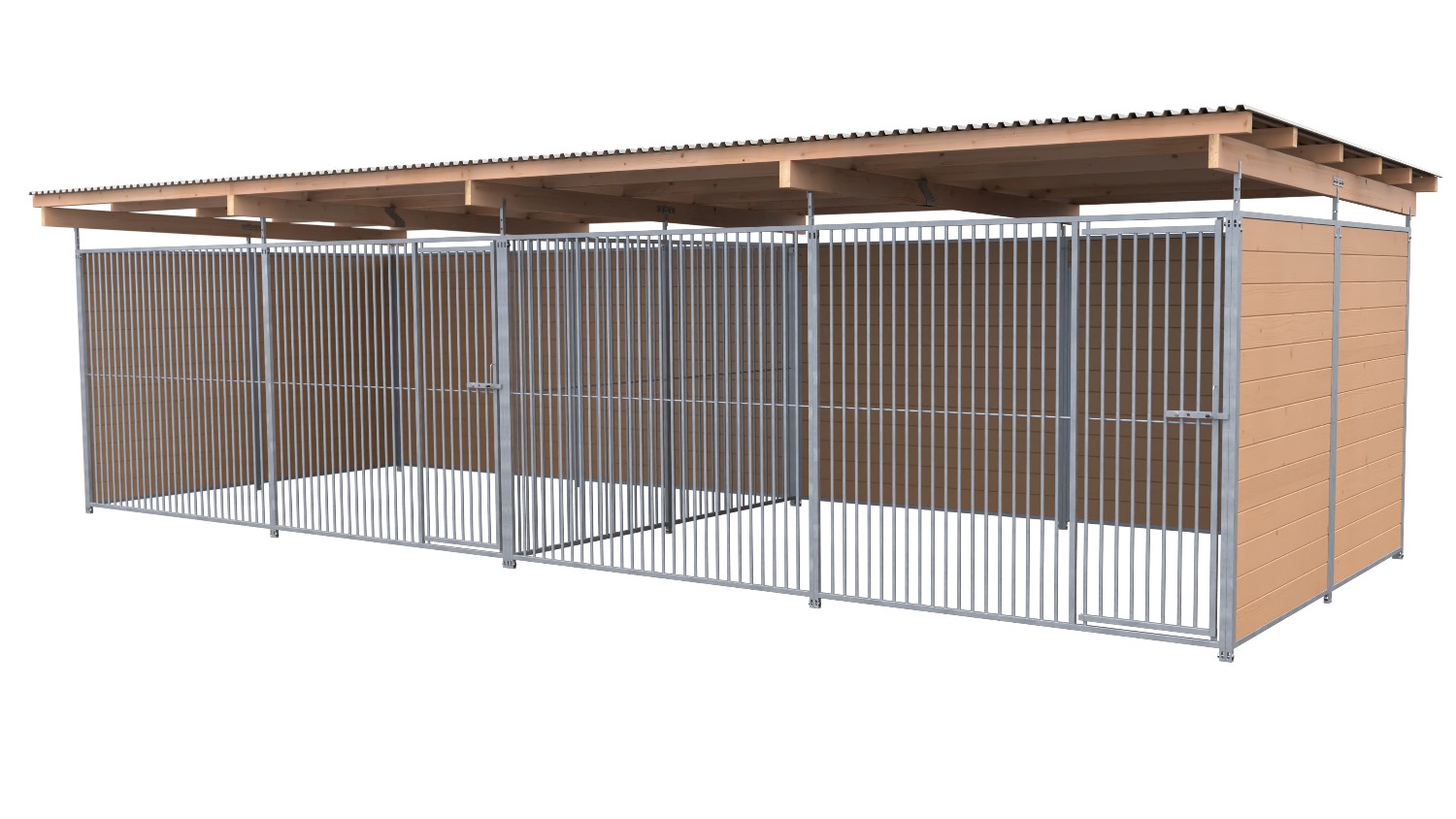 SAUERLAND Hundezwinger 3 x 6 m Doppelzwinger | 3-seitig geschlossen | braun imprägniert | Rohrstab Abstand 5 cm