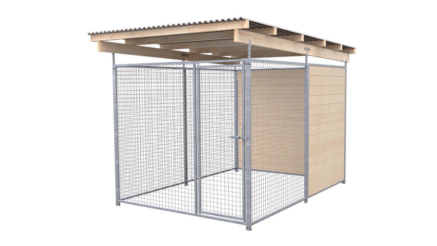 SAUERLAND Hundezwinger 3 x 2 m (Tiefbau) | 1,5-seitig geschlossen | naturbelassen | Gitter 5x5 cm