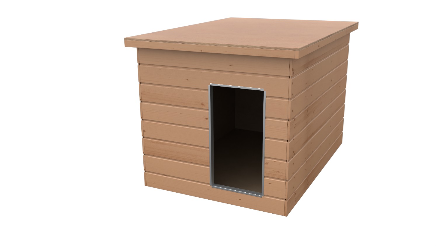 Original SAUERLAND Holz-Hundehütte, braun imprägniert | Flachdach Dickschicht | Eingang Schmalseite | Größe Dino