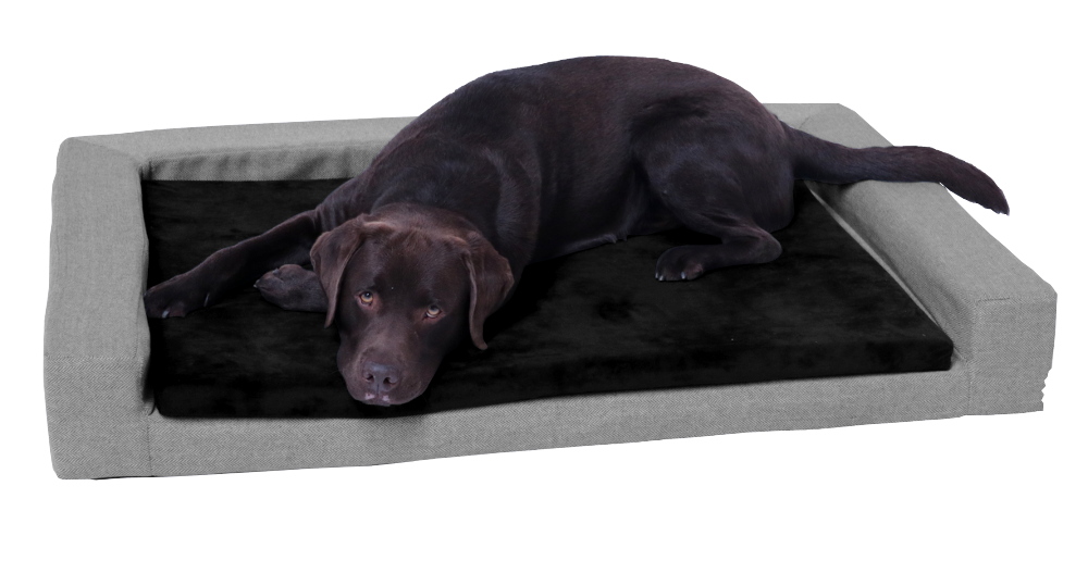 Hundekissen grau/schwarz, Memory Foam, große Liegefläche 120 x 80 cm