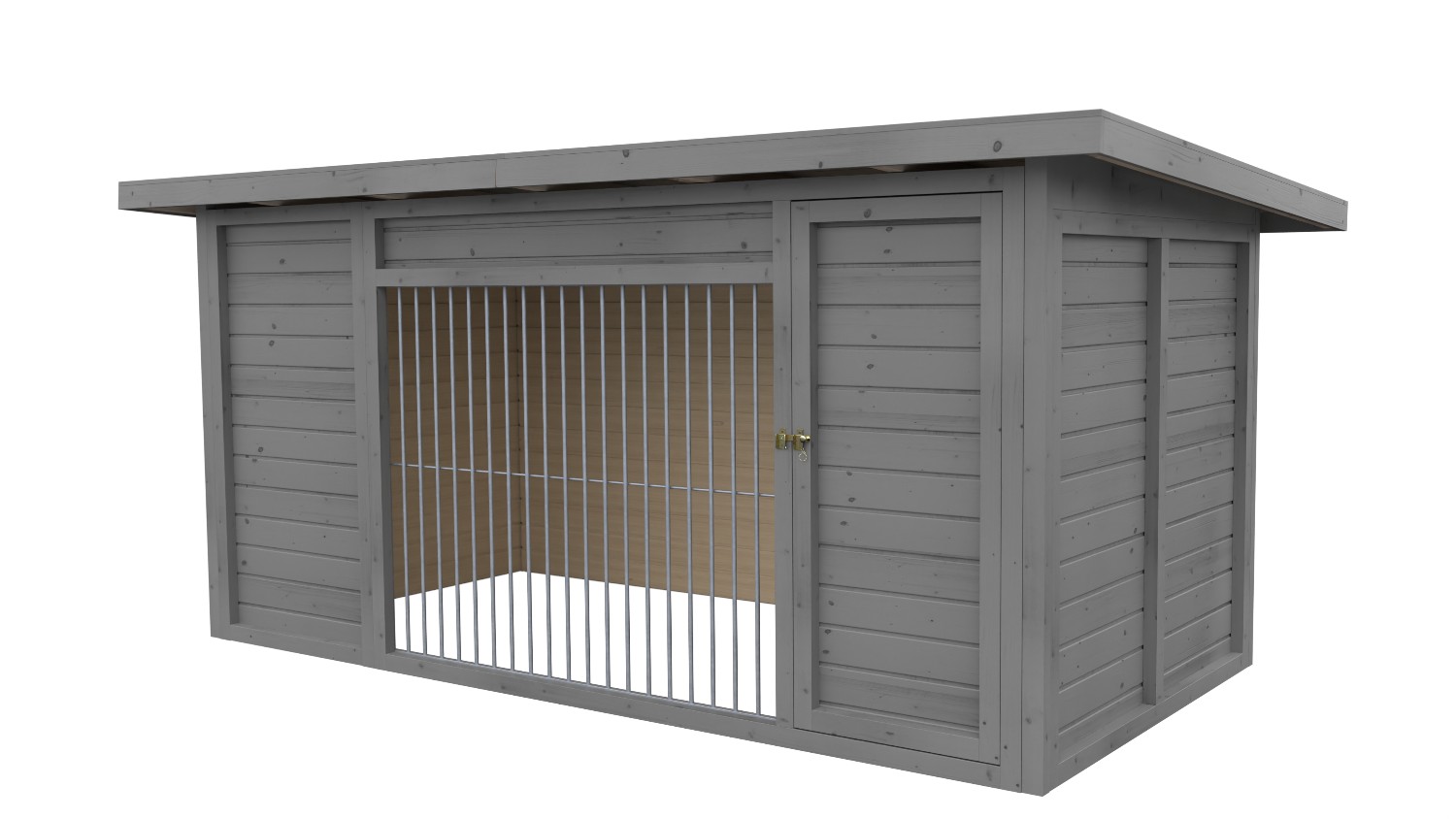 Winterberg-Luxus Holzzwinger mit Pultdach 2 x 4 m | platingrau | Rohrstab Abstand 8 cm