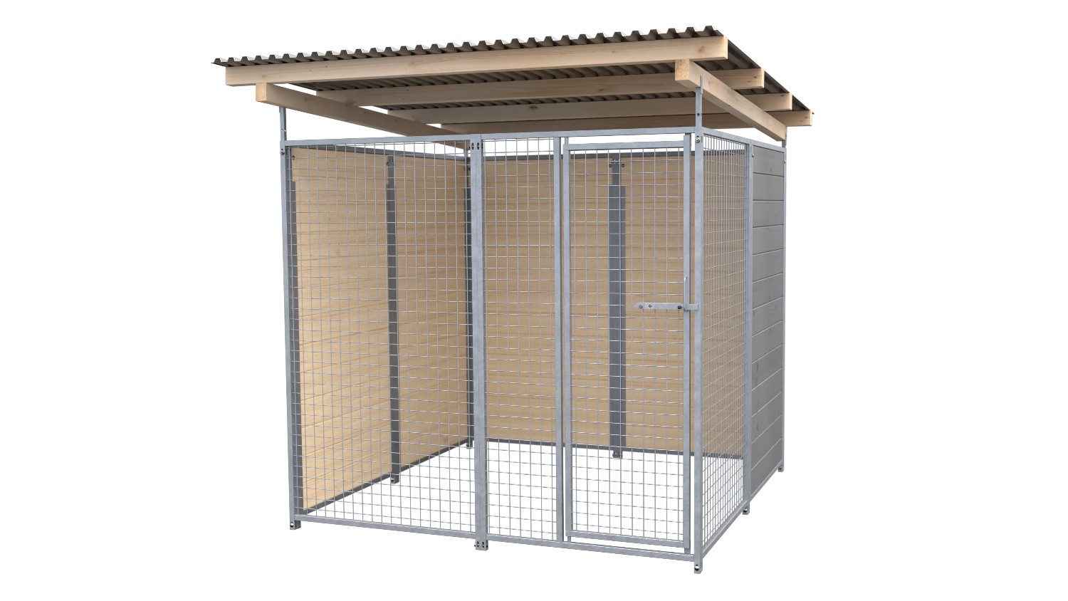 SAUERLAND Hundezwinger 2 x 2 m | 2,5-seitig geschlossen | platingrau | Gitter 5x5 cm