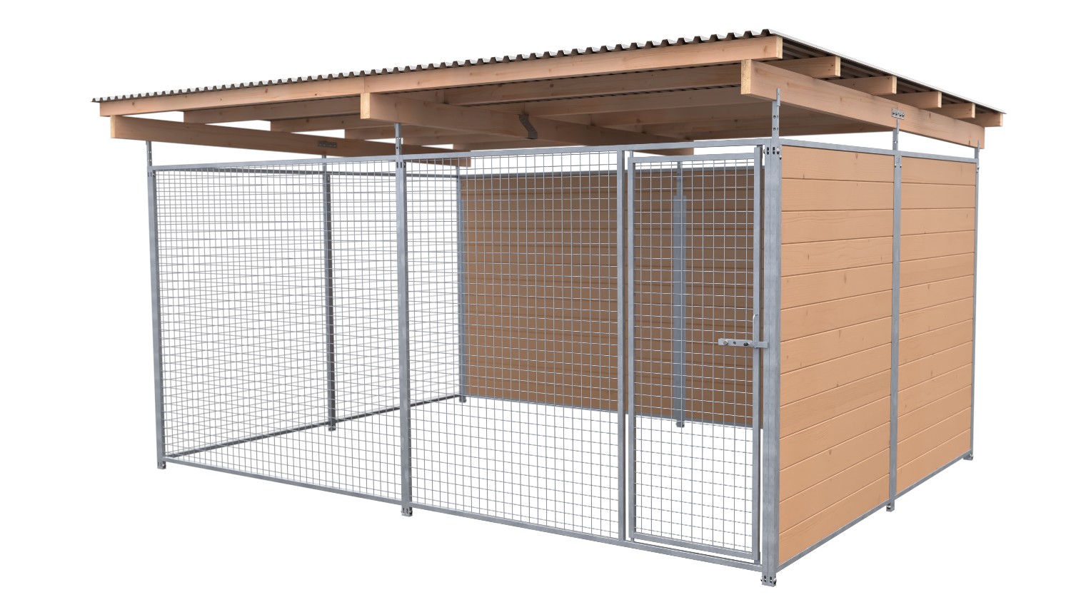 SAUERLAND Hundezwinger 3 x 3 m | 2-seitig geschlossen | braun imprägniert | Gitter 5x5 cm
