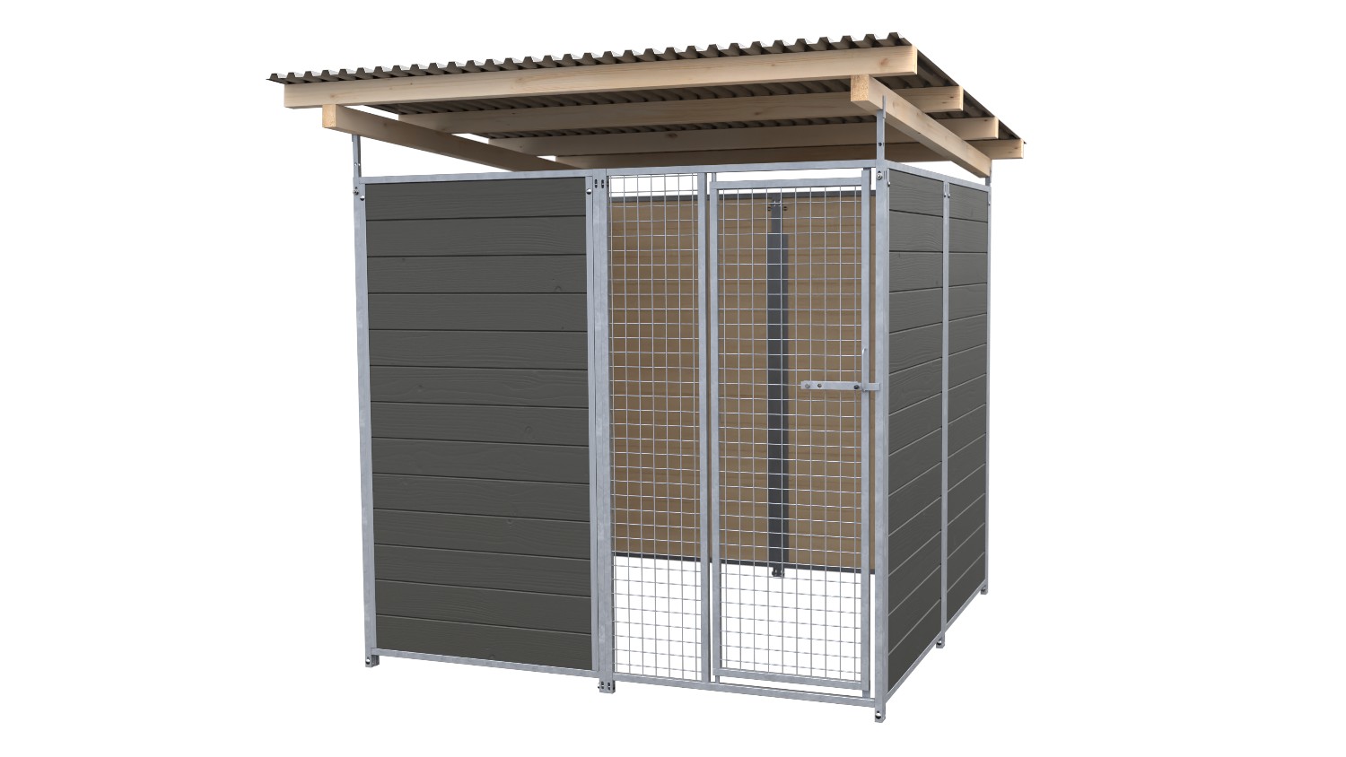 SAUERLAND Hundezwinger 2 x 2 m | 3,5-seitig geschlossen | graphitgrau | Gitter 5x5 cm