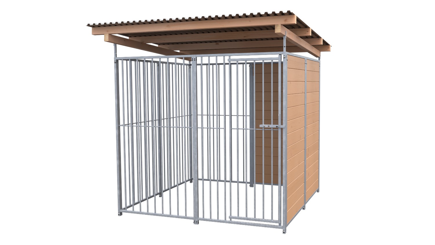 SAUERLAND Hundezwinger 2 x 2 m | 1,5-seitig geschlossen | braun imprägniert | Rohrstab Abstand 8 cm
