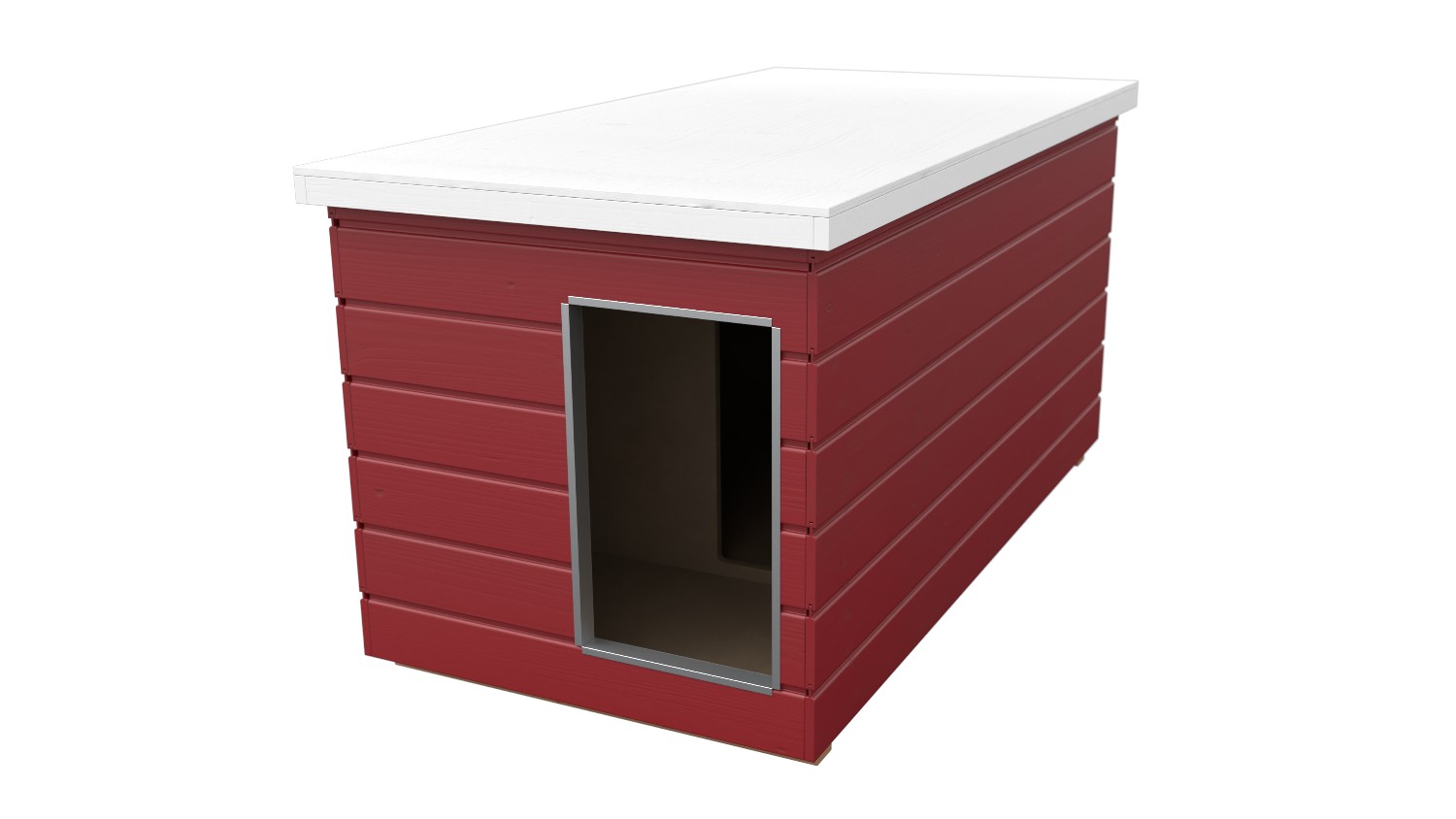 Original SAUERLAND Holz-Hundehütte mit Vorraum, schwedenrot | Flachdach | Eingang Schmalseite | Größe Lassie