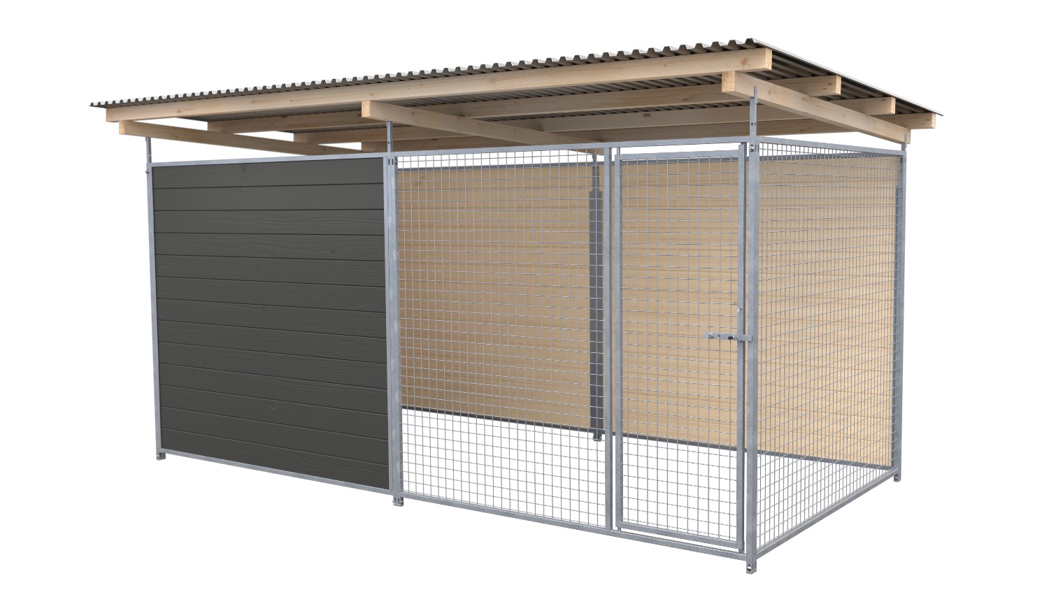 SAUERLAND Hundezwinger 2 x 4 m | 2,5-seitig geschlossen | graphitgrau | Gitter 5x5 cm