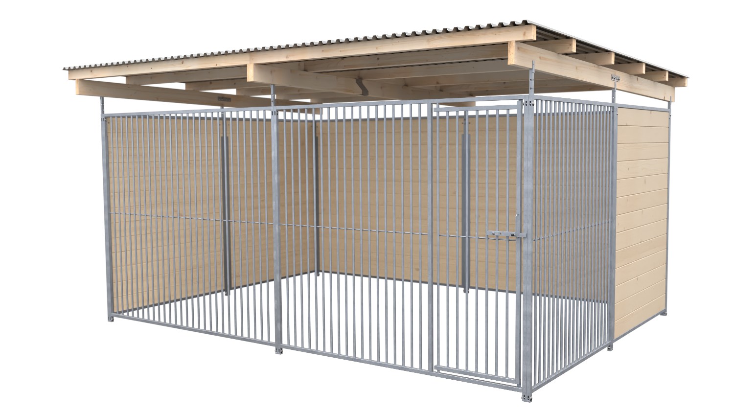 SAUERLAND Hundezwinger 3 x 3 m | 2,5-seitig geschlossen | naturbelassen | Rohrstab Abstand 5 cm