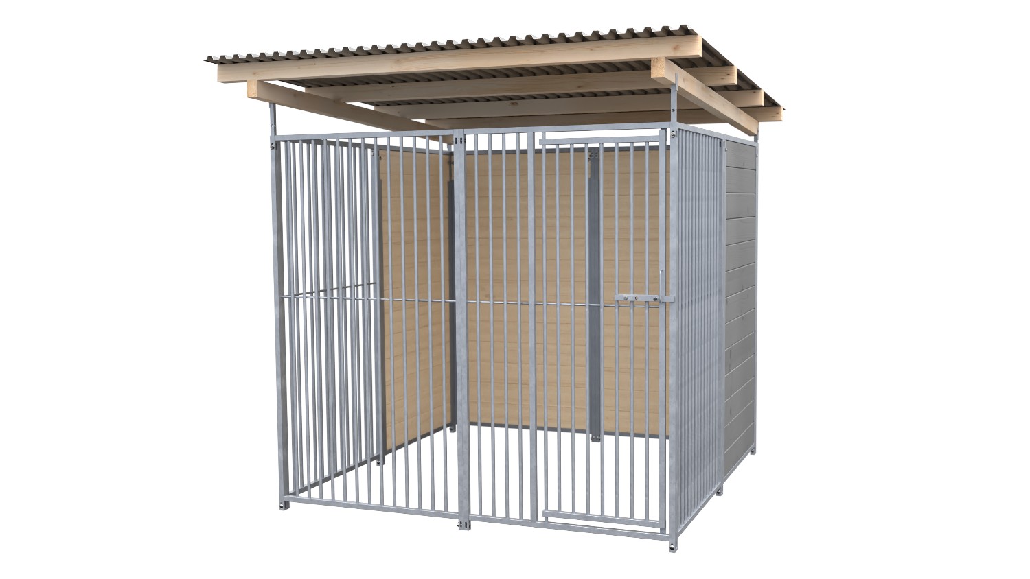 SAUERLAND Hundezwinger 2 x 2 m | hälftig geschlossen | platingrau | Rohrstab Abstand 5 cm