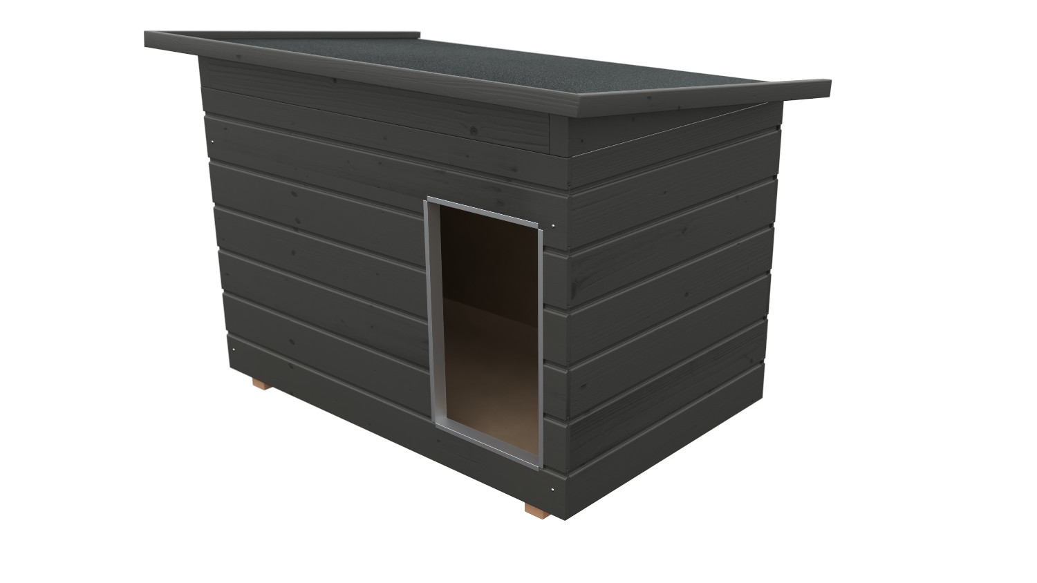 Original SAUERLAND Holz-Hundehütte graphitgrau | Pultdach Allwetter | Eingang Längsseite | Größe Lassie