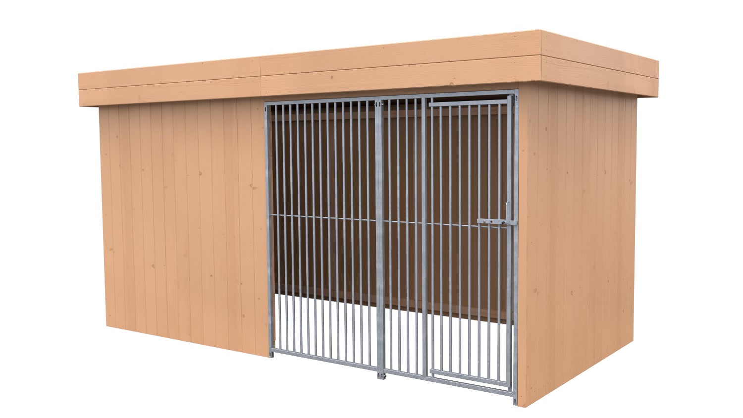Villa Holz-Hundezwinger 2 x 4 m | Flachdach | braun | Rohrstab Abstand 5 cm