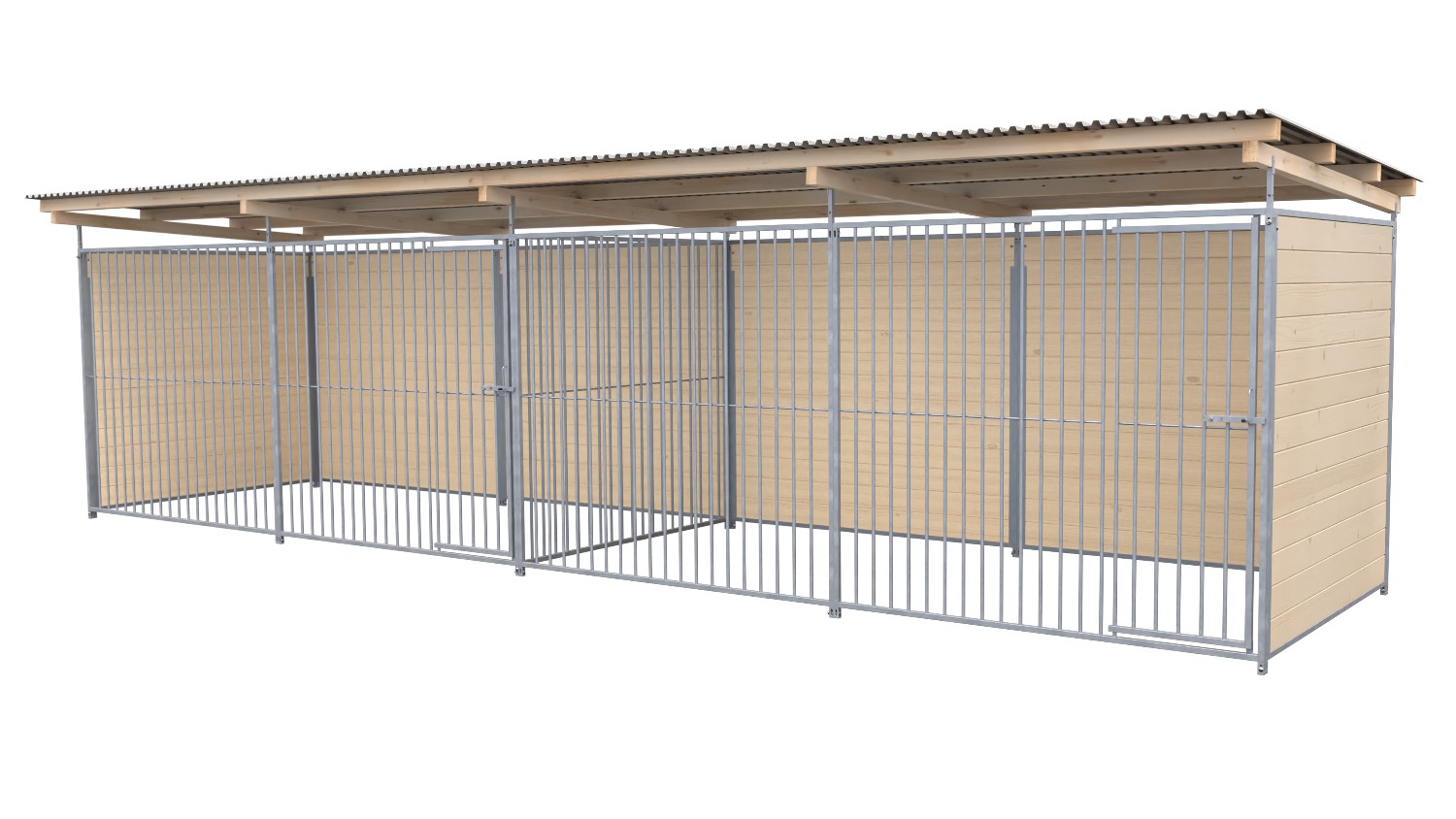 SAUERLAND Hundezwinger 2 x 4 m Doppelzwinger | 3-seitig geschlossen | weiß lasiert | Rohrstab Abstand 5 cm