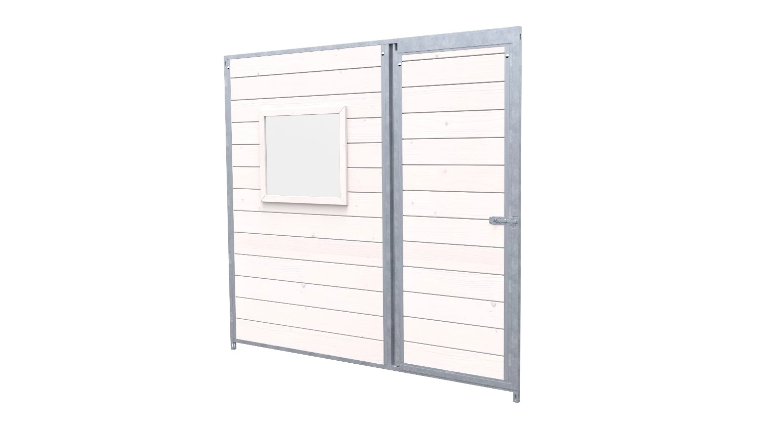 Hundezwinger Holzelement Sonderserie mit Fenster und Tür 1,84 x 2,0 m | weiß lasiert