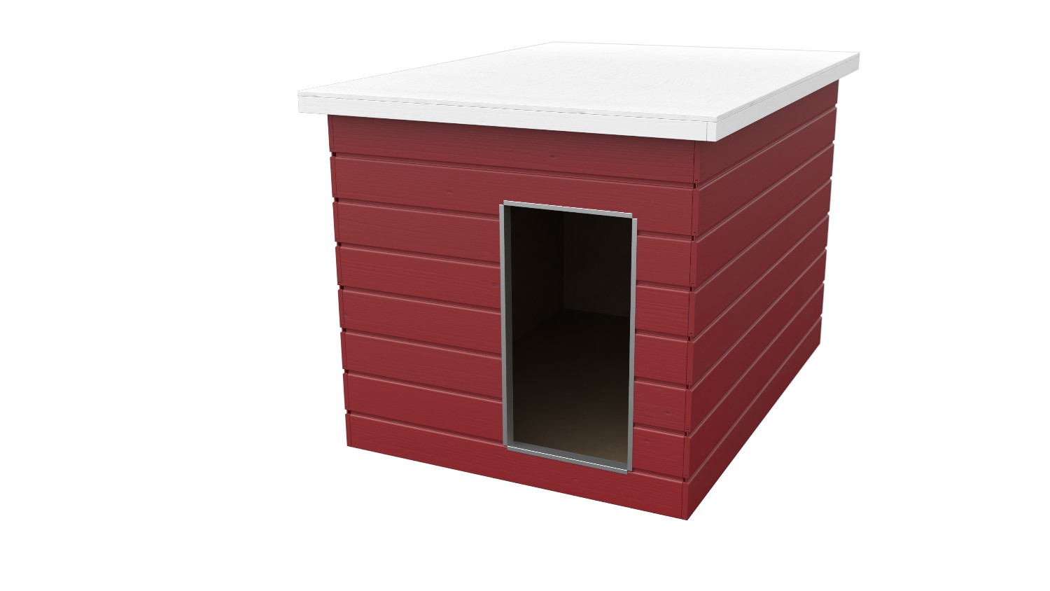 Original SAUERLAND Holz-Hundehütte, schwedenrot imprägniert | Flachdach Dickschicht | Eingang Schmalseite | Größe Dino