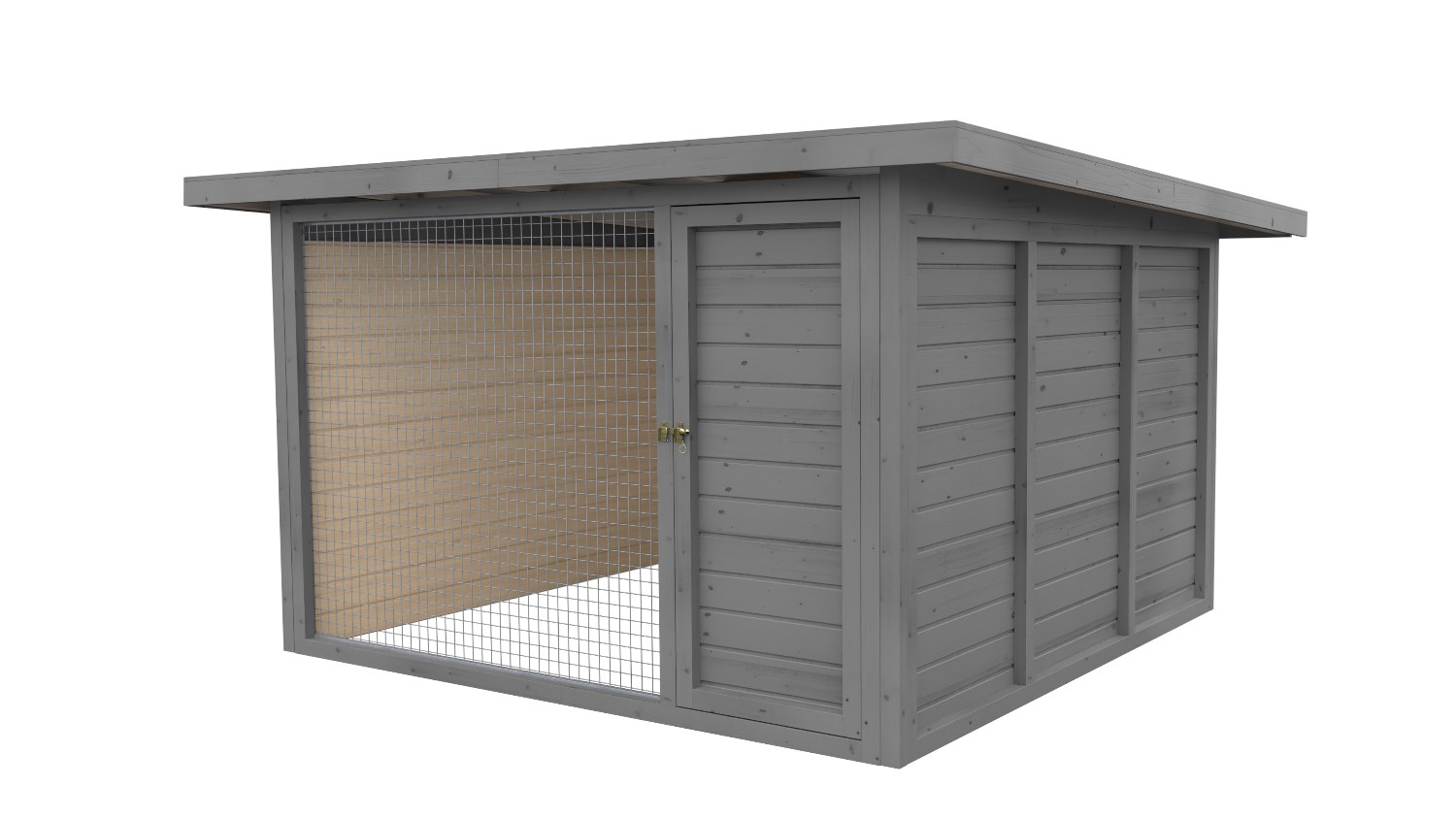 Winterberg-Luxus Holzzwinger mit Pultdach 3 x 3 m | platingrau | Gitter 5x5 cm