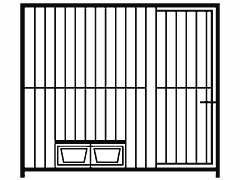 Hundezwinger Rohrstabelement Preisstar mit Tür und Futterset, 1,84 x 2,0 m | Rohrabstand 8 cm