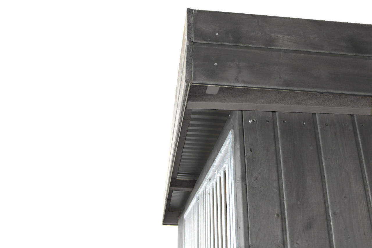 Villa Holz-Hundezwinger 2 x 4 m | Flachdach | Graphitgrau | Rohrstab Abstand 8 cm