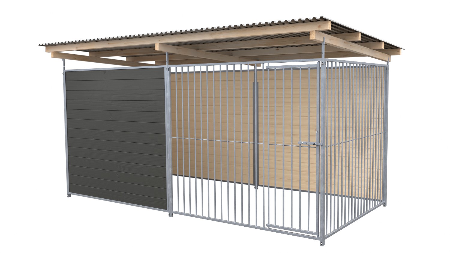 SAUERLAND Hundezwinger 2 x 3 m | 2,5-seitig geschlossen | graphitgrau | Rohrstab Abstand 8 cm
