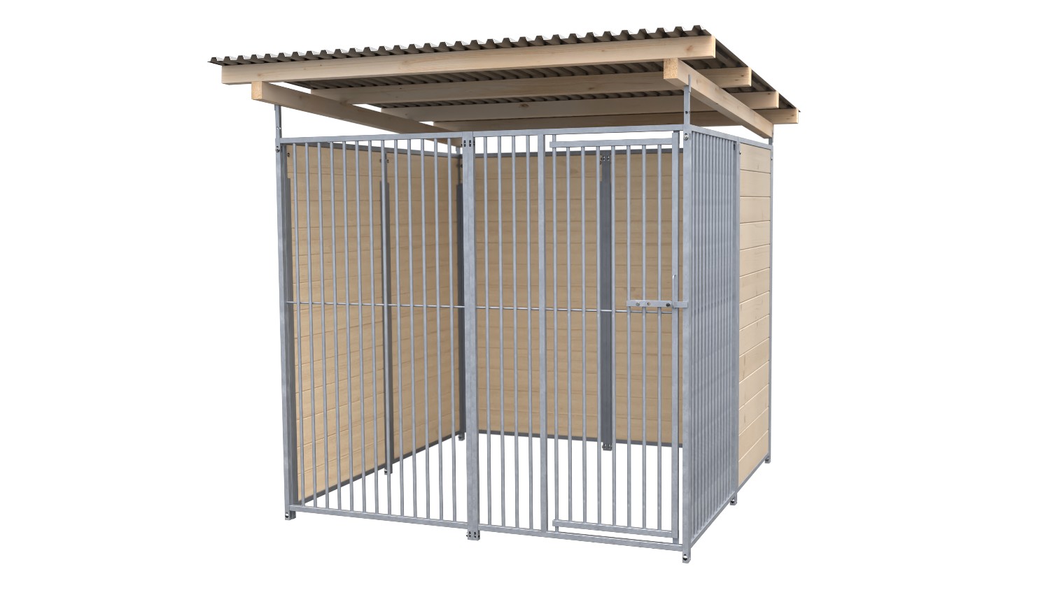 SAUERLAND Hundezwinger 2 x 2 m | 2,5-seitig geschlossen | naturbelassen | Rohrstab Abstand 5 cm