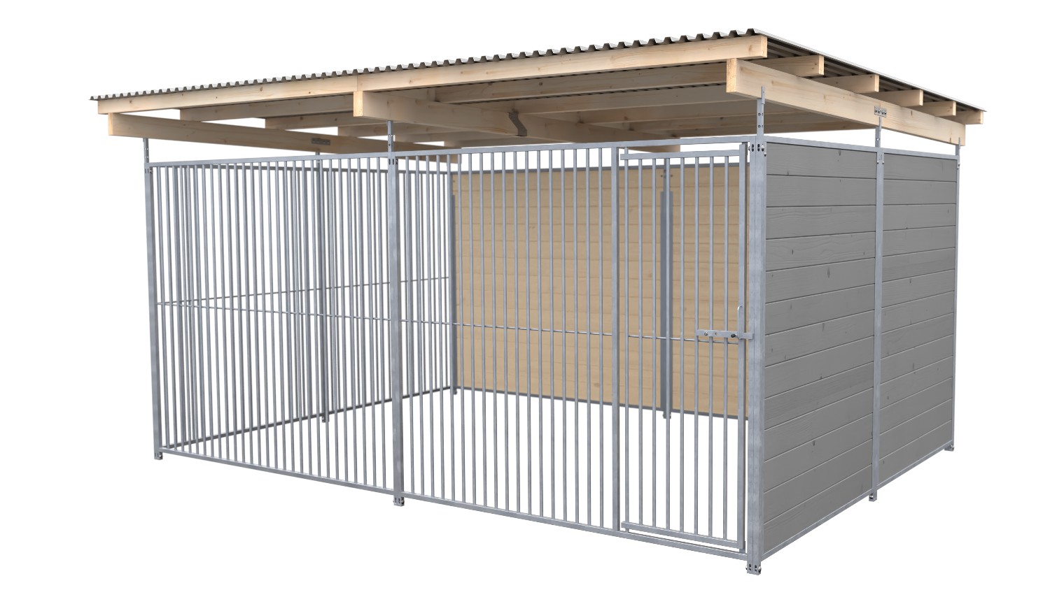 SAUERLAND Hundezwinger 3 x 3 m | 2-seitig geschlossen | platingrau | Rohrstab Abstand 5 cm