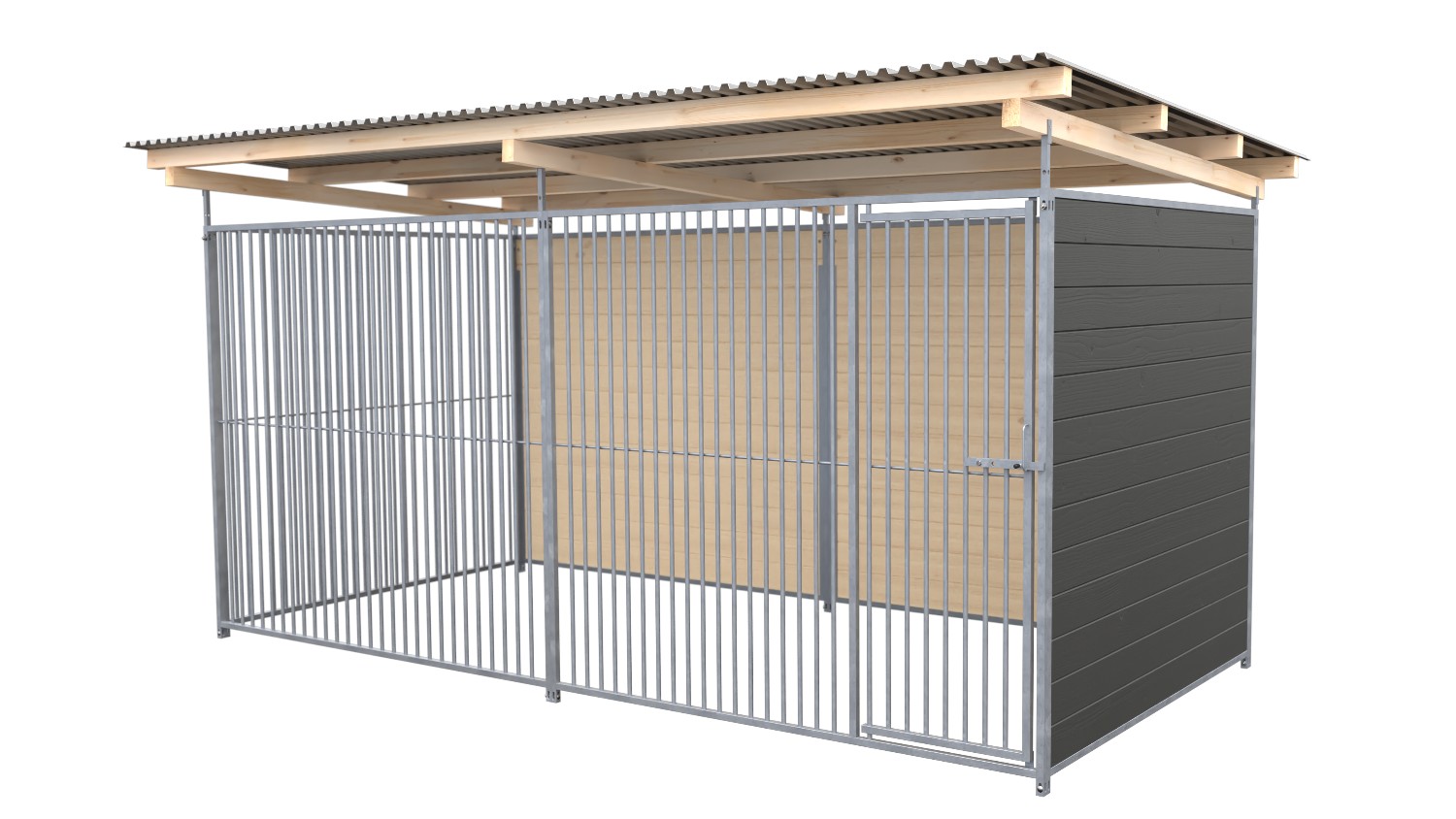 SAUERLAND Hundezwinger 2 x 3 m | 2-seitig geschlossen | graphitgrau | Rohrstab Abstand 5 cm