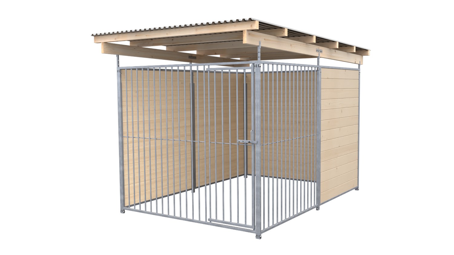 SAUERLAND Hundezwinger 3 x 2 m (Tiefbau) | 2,5-seitig geschlossen | naturbelassen | Rohrstab Abstand 8 cm