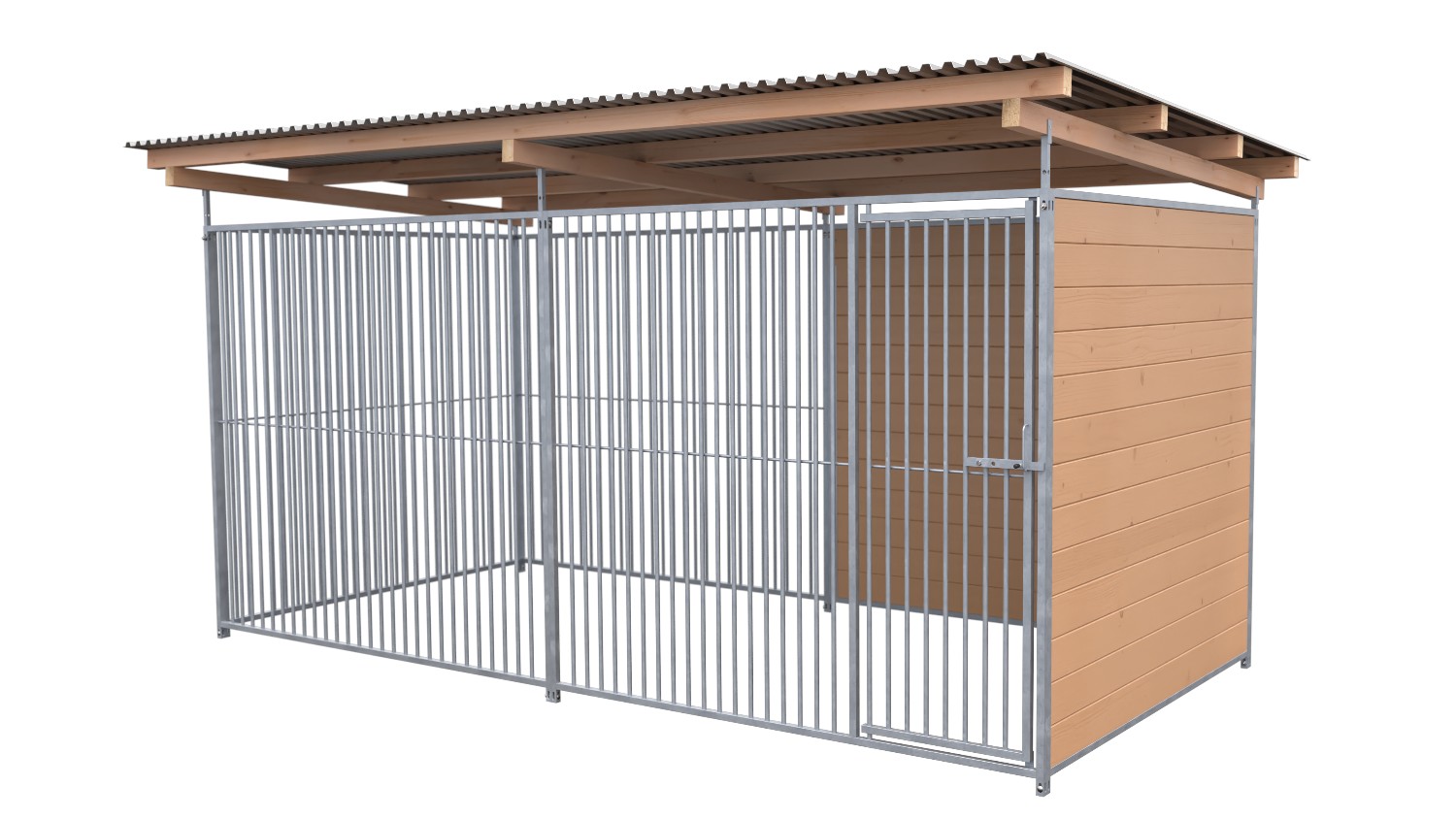 SAUERLAND Hundezwinger 2 x 3 m | 1,5-seitig geschlossen | braun imprägniert| Rohrstab Abstand 5 cm
