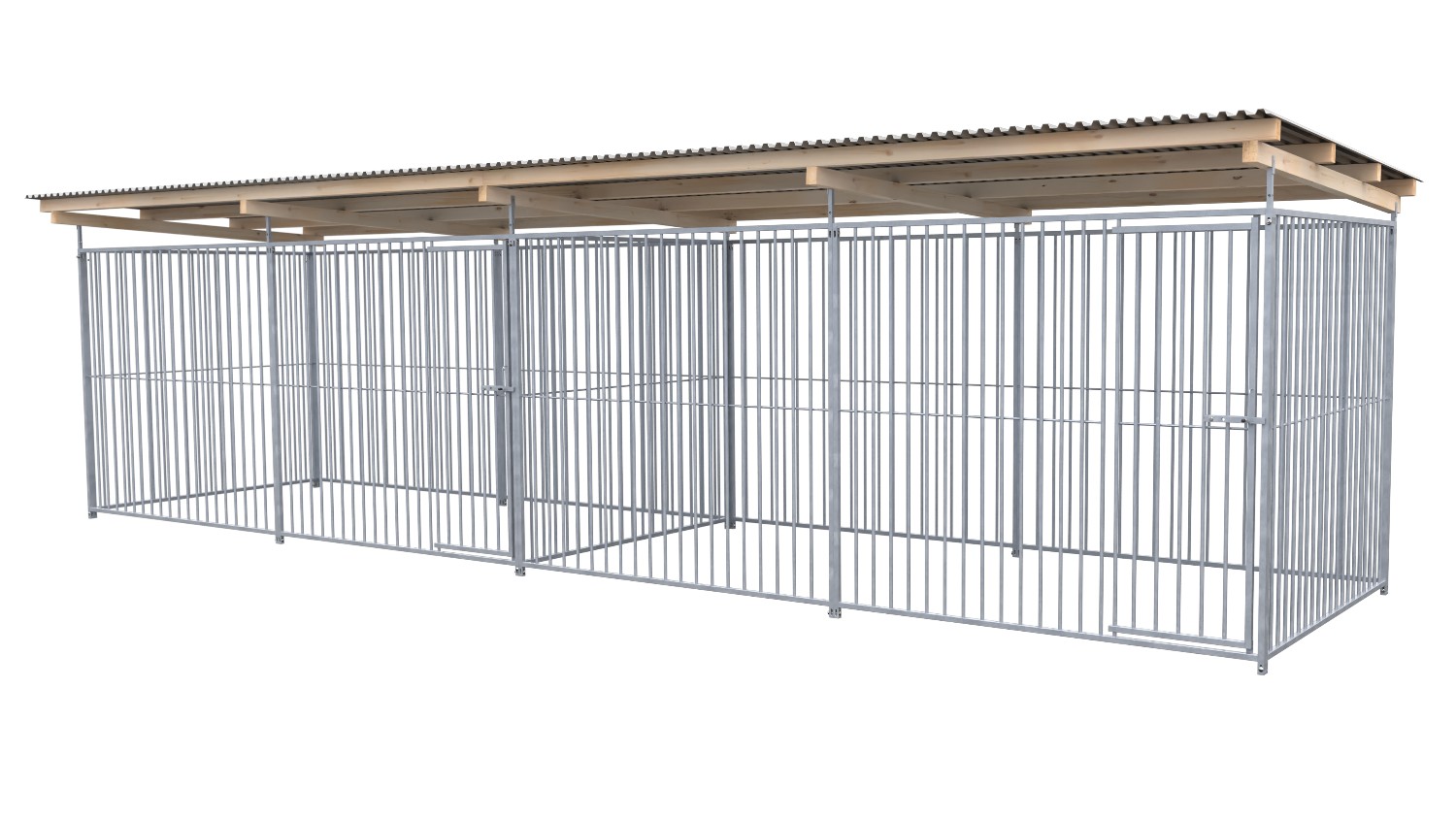 SAUERLAND Hundezwinger 2 x 8 m Doppelzwinger | rundum offen | Metall | Rohrstab Abstand 8cm