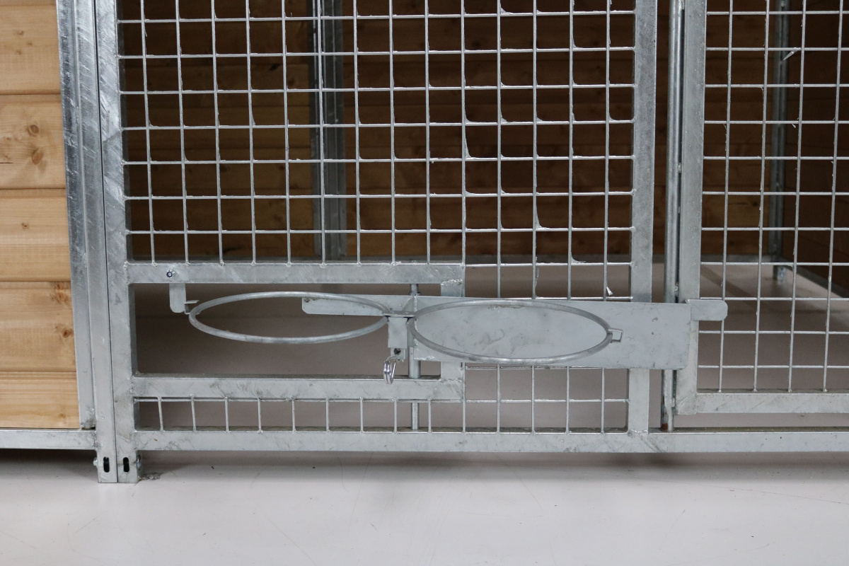 Home Gitter-Zwinger 2 x 4 m inkl. Futterset | 3-seitig geschlossen | braun imprägniert | Gitter 5x5 cm
