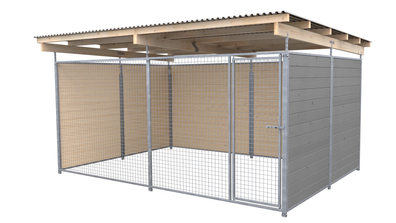 SAUERLAND Hundezwinger 3 x 3 m | 3-seitig geschlossen | platingrau | Gitter 5x5 cm
