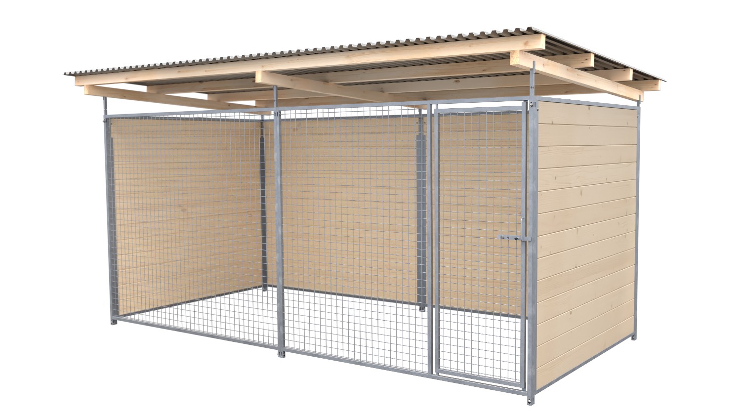 SAUERLAND Hundezwinger 2 x 4 m | 3-seitig geschlossen | naturbelassen | Gitter 5x5 cm