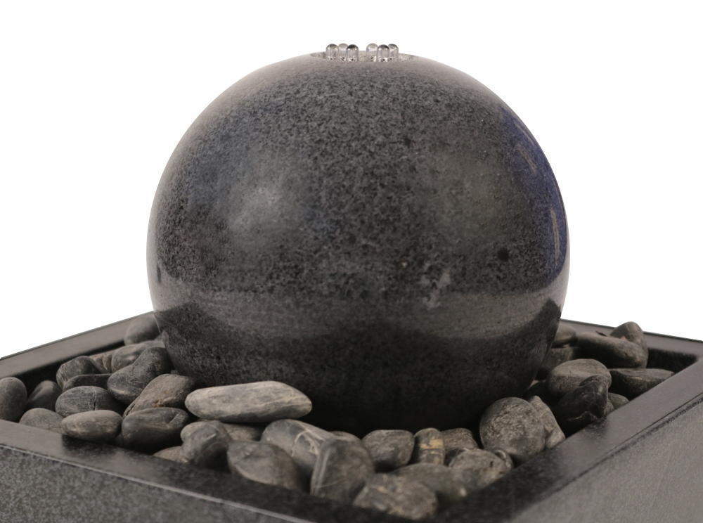 Wasserspiel mit Kugel aus Granit Ø 15 cm, anthrazit, Zimmerbrunnen