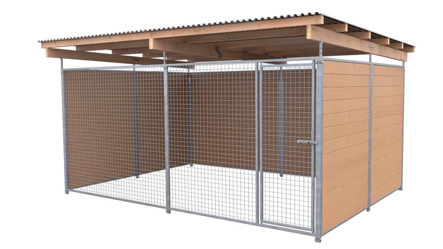 SAUERLAND Hundezwinger 3 x 3 m | 3-seitig geschlossen | braun imprägniert | Gitter 5x5 cm