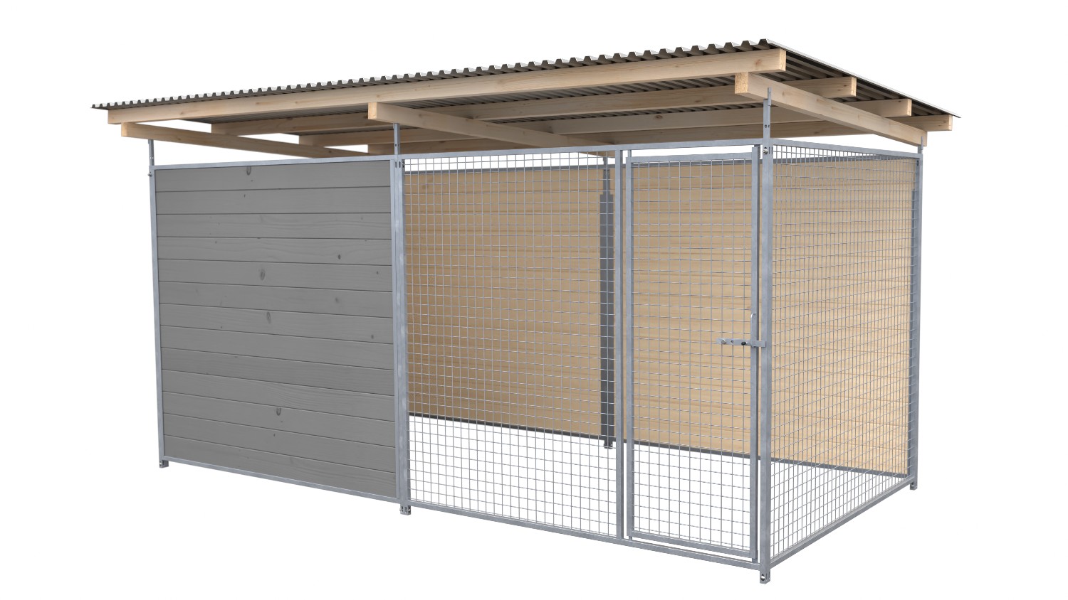 SAUERLAND Hundezwinger 2 x 4 m | 2,5-seitig geschlossen | platingrau | Gitter 5x5 cm