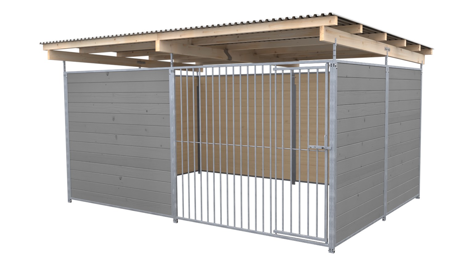 SAUERLAND Hundezwinger 3 x 3 m | 3,5-seitig geschlossen | platingrau | Rohrstab Abstand 8 cm