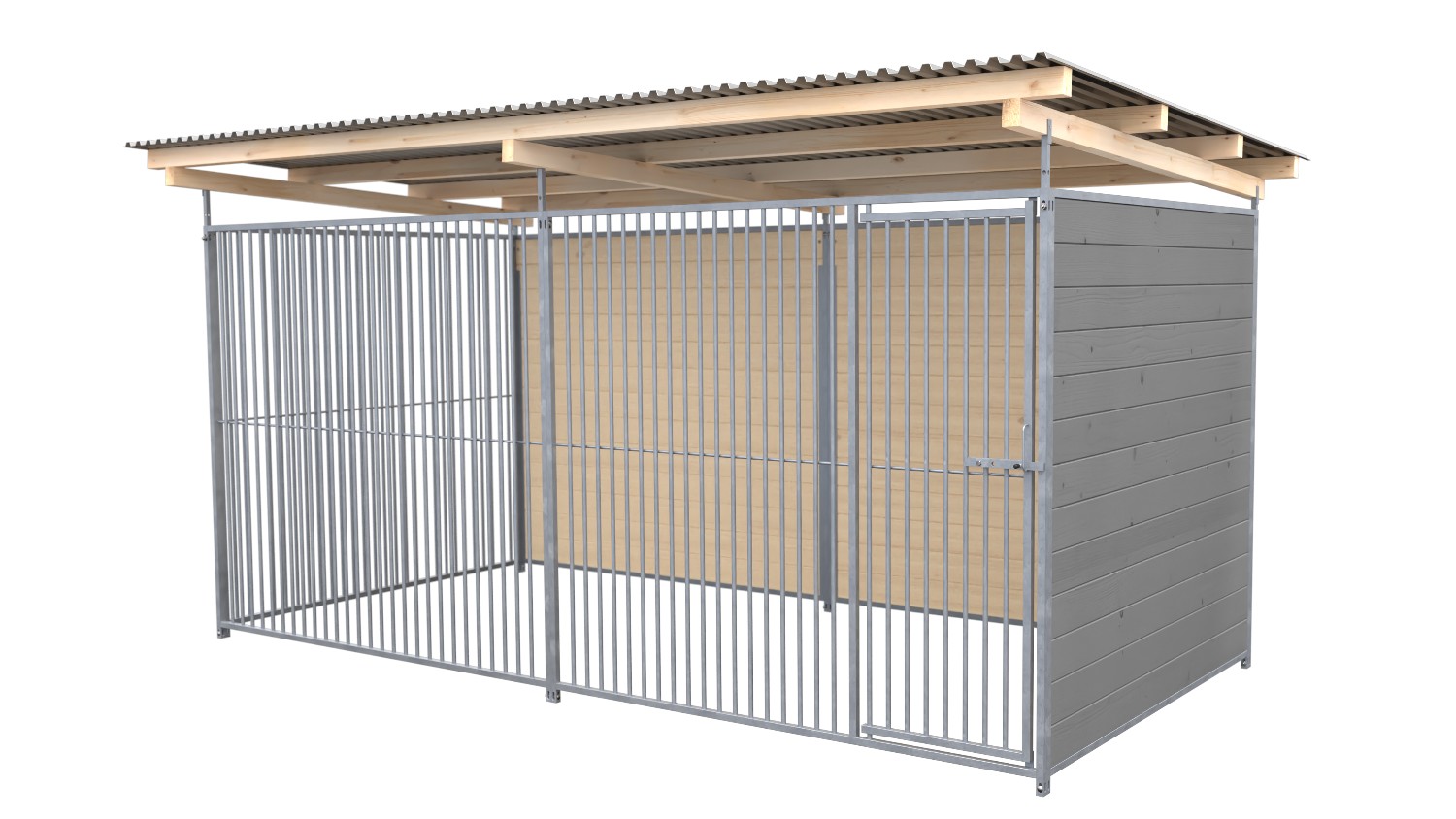SAUERLAND Hundezwinger 2 x 3 m | 2-seitig geschlossen | platingrau | Rohrstab Abstand 5 cm