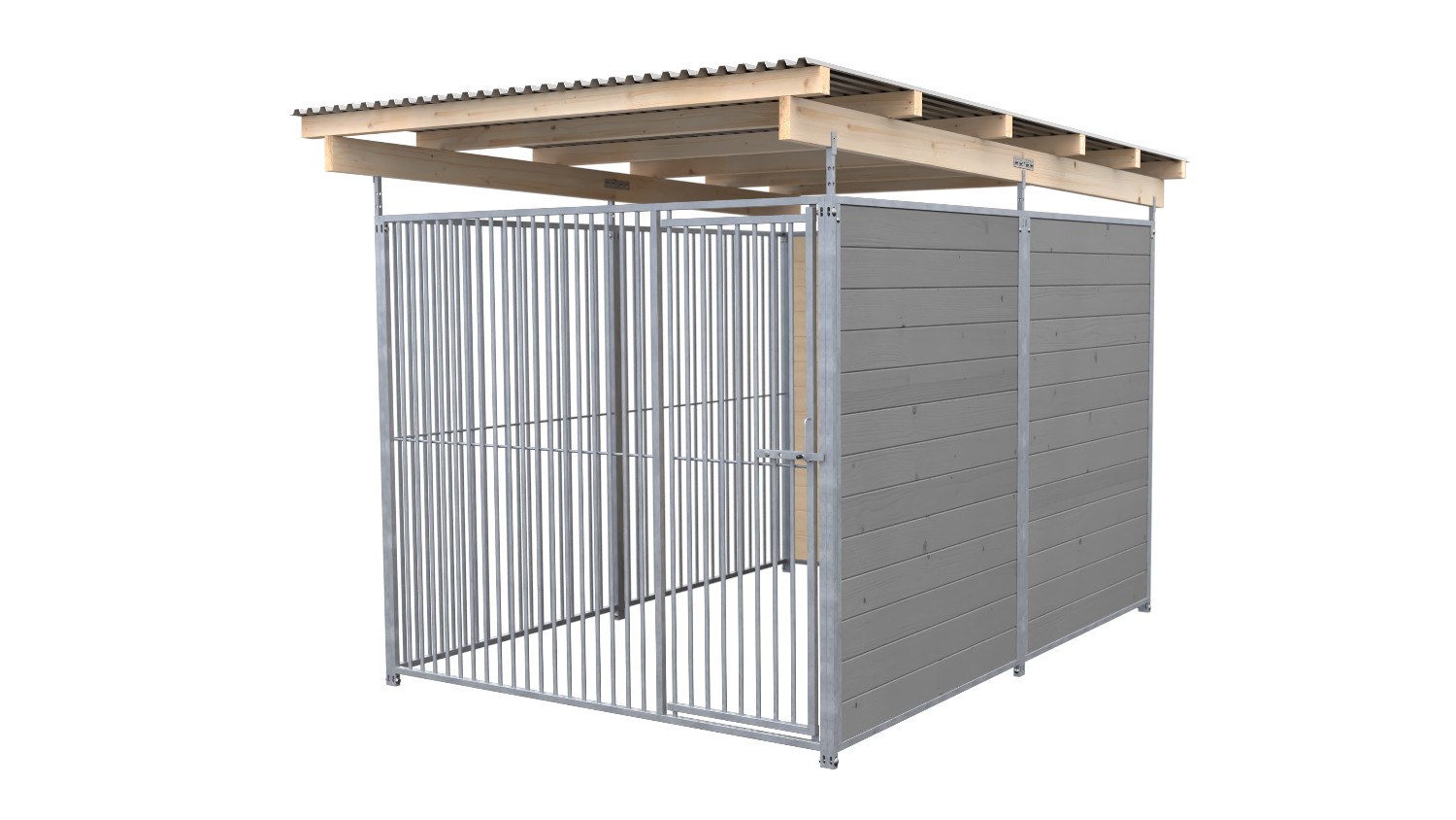 SAUERLAND Hundezwinger 3 x 2 m (Tiefbau) | 2-seitig geschlossen | platingrau | Rohrstab Abstand 5 cm