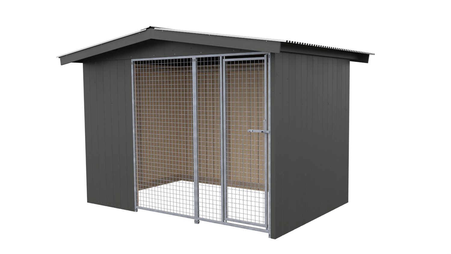 Villa Holz-Hundezwinger 2 x 3 m | Satteldach | Graphitgrau | Gitter Villa Holz-Hundezwinger 2 x 3 m | Satteldach | Graphitgrau | Gitter